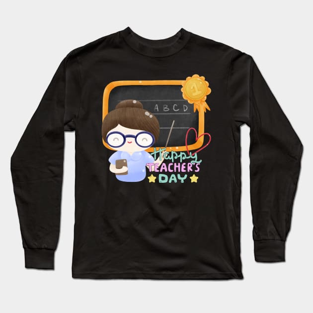 Happy teacher day, best teacher Long Sleeve T-Shirt by Subspace Balloon